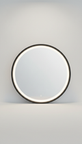 Miroir rond LED cadre noir mat