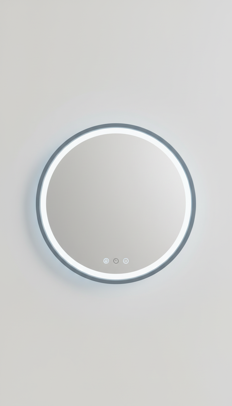 Miroir rond intelligent bleu ardoise accentué