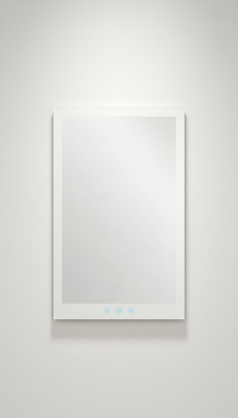 Miroir rectangulaire cadre blanc givré ultra-fin